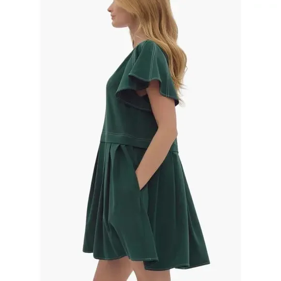 Hattie Mini Dress in Hunter Green - Picture 3 of 5